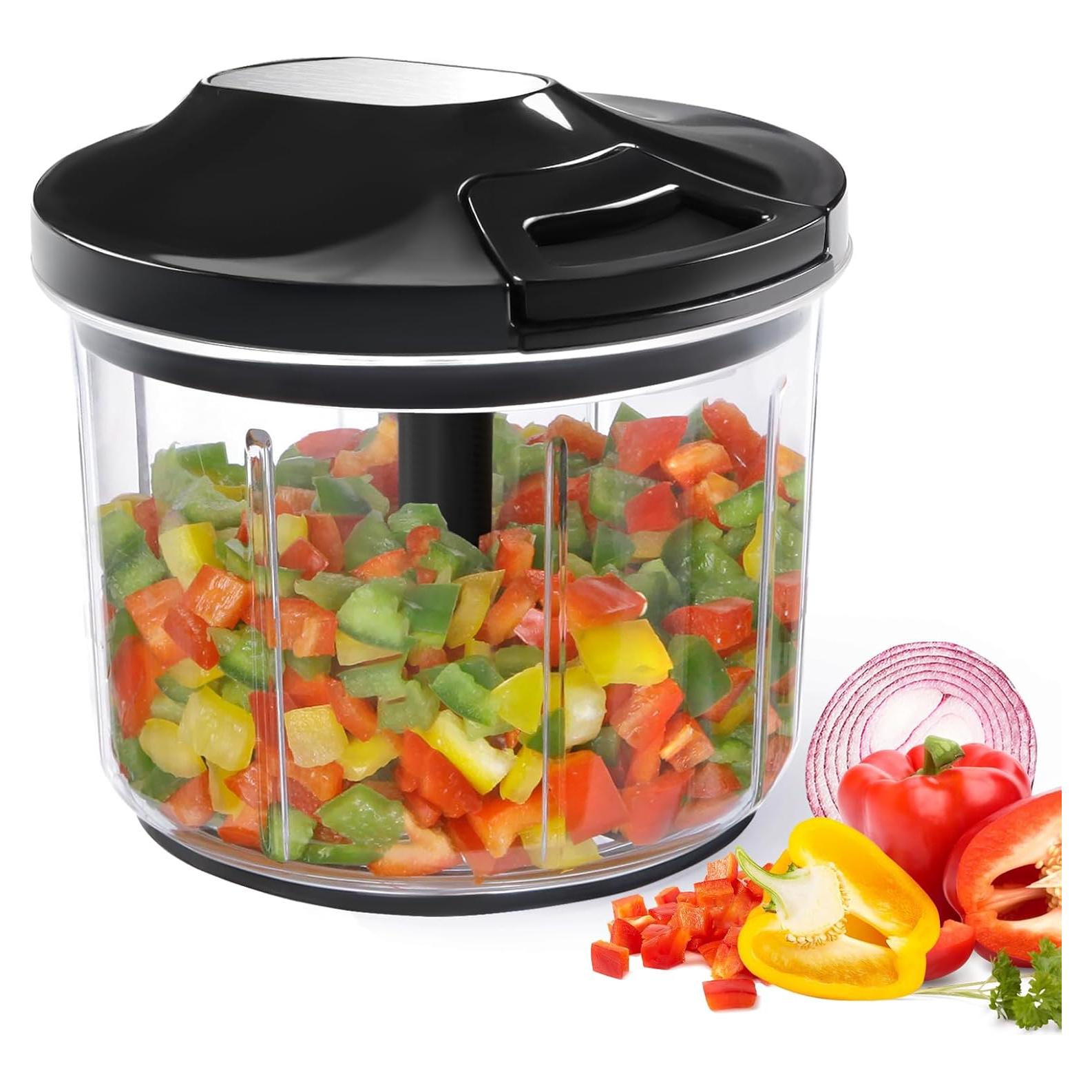 Picador de Verduras Manual LHS 1000ML Libre de BPA Negro
