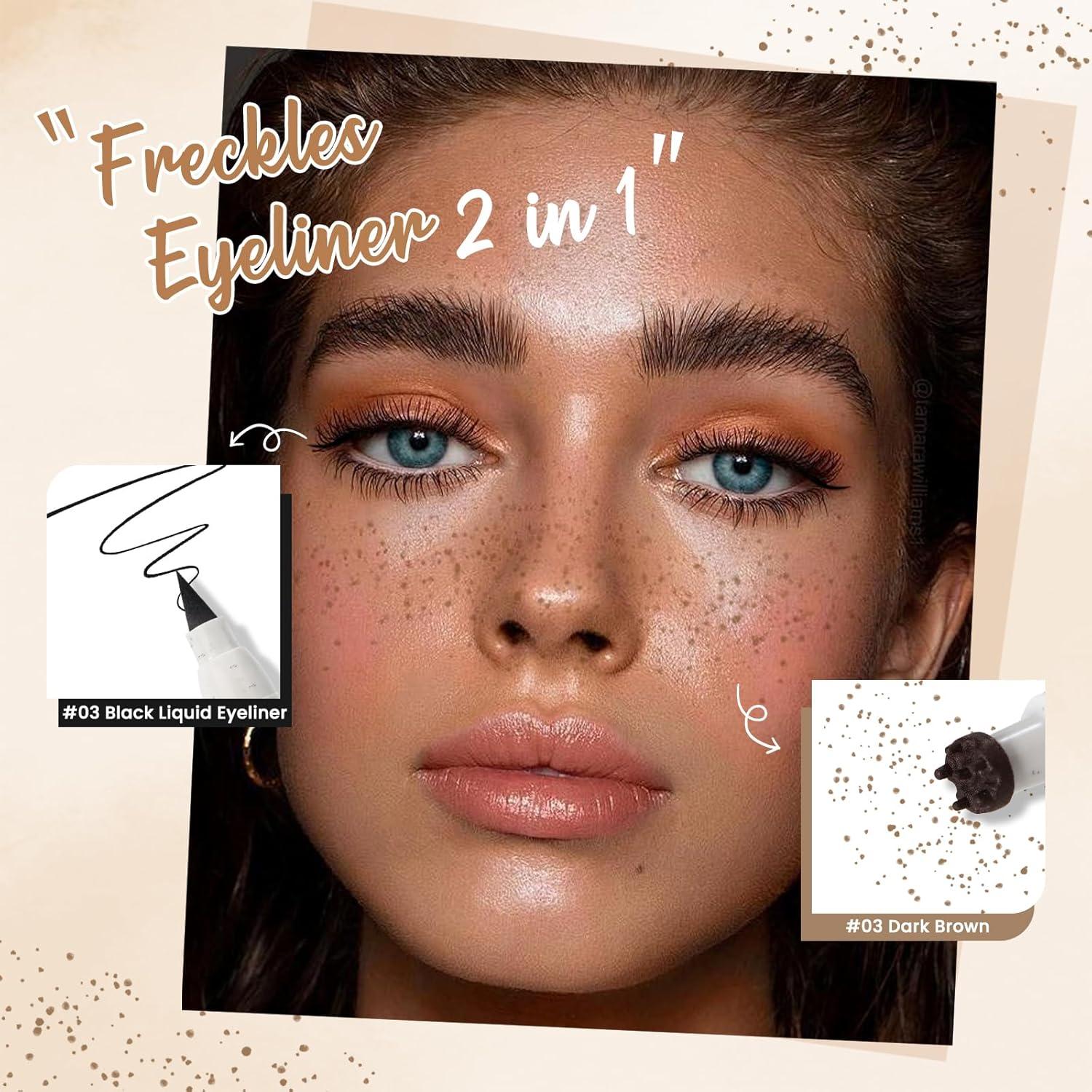 Bolígrafo Delineador de Pecas 2 en 1 Marrón Oscuro Impermeable