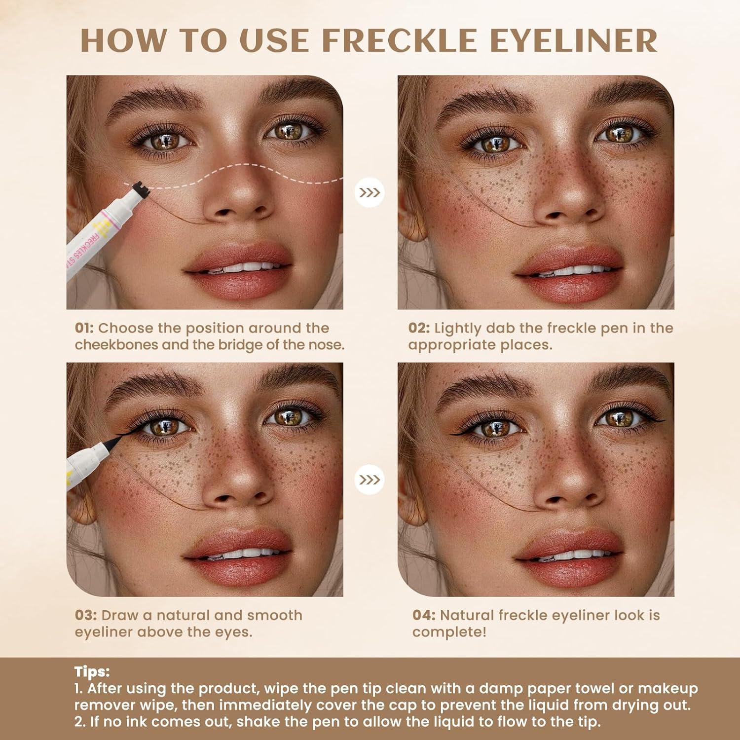 Bolígrafo Delineador de Pecas 2 en 1 Marrón Oscuro Impermeable