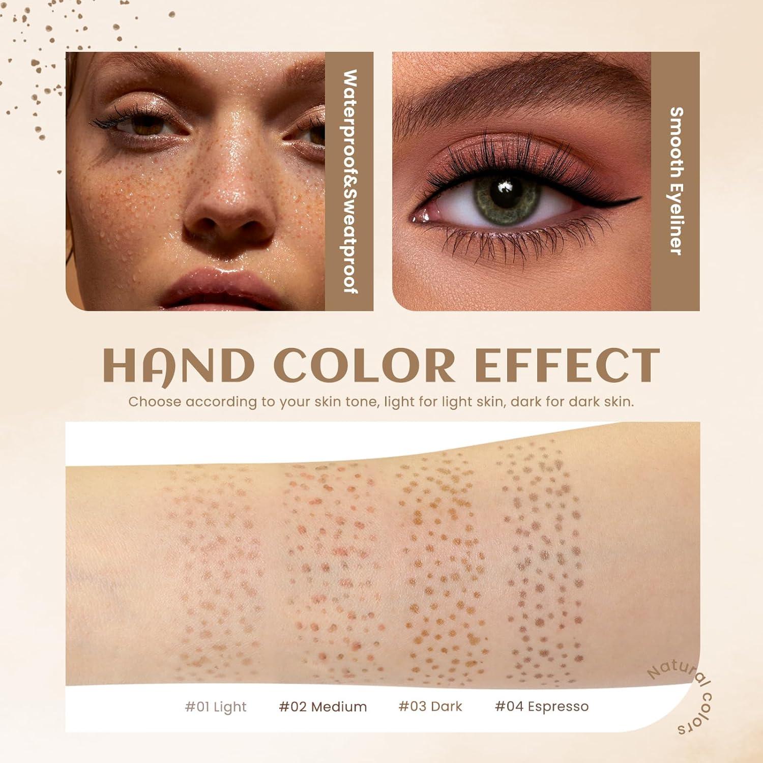 Bolígrafo Delineador de Pecas 2 en 1 Marrón Oscuro Impermeable