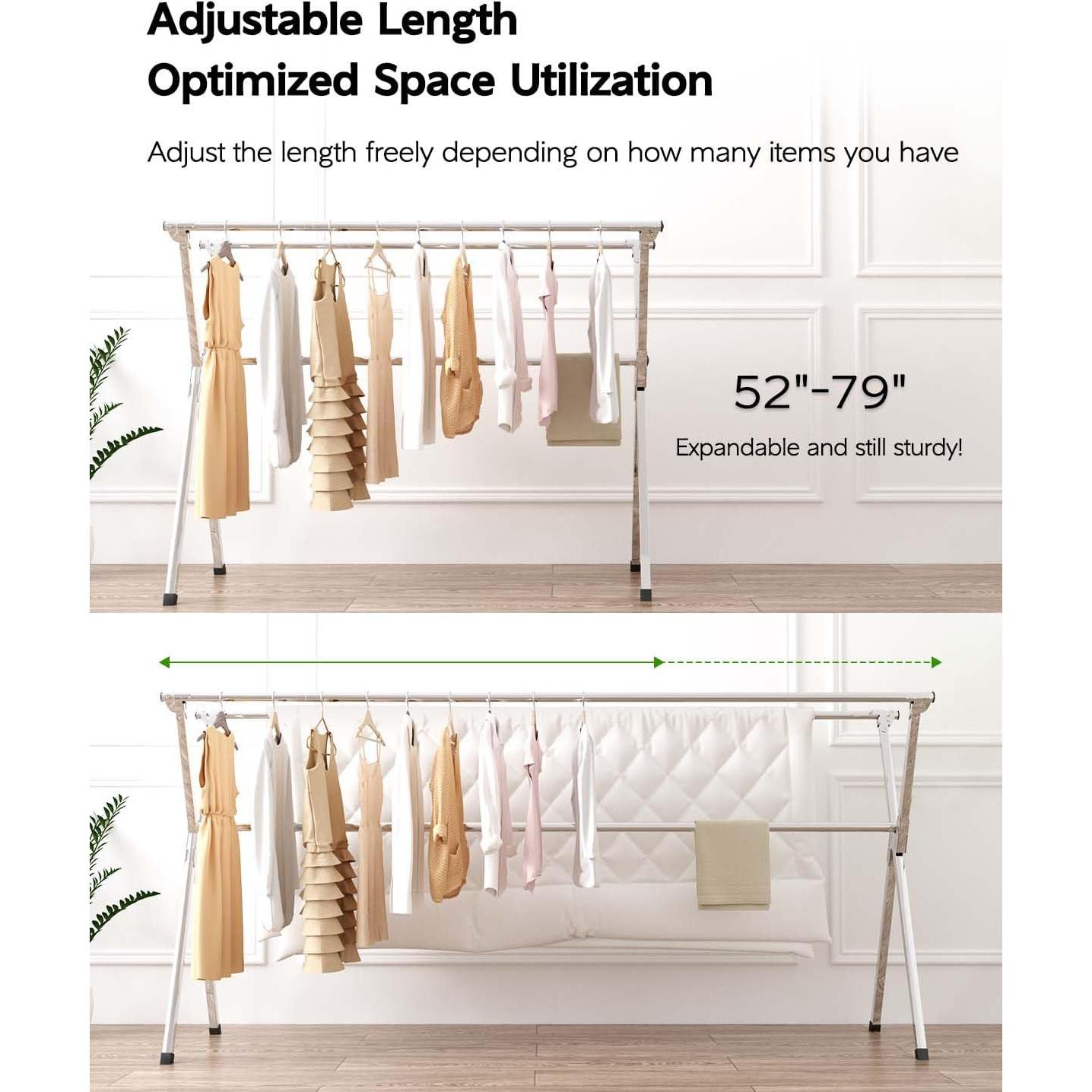 Estante para Secar Ropa VIKAQI Plegable Acero Inoxidable 200.7 cm