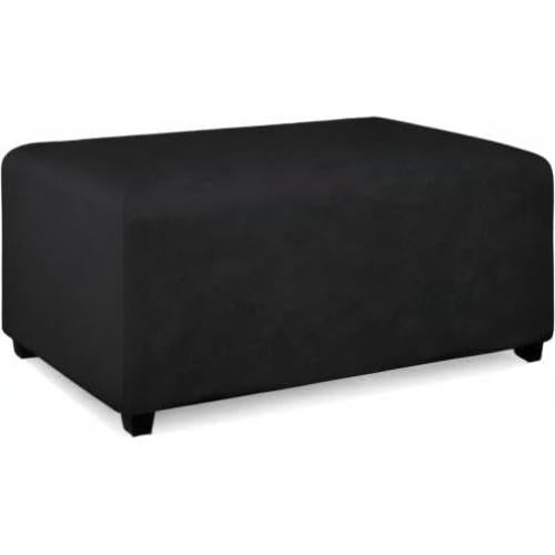 Funda de Ottoman PureFit Rectangular Pequeña Negra Antideslizante