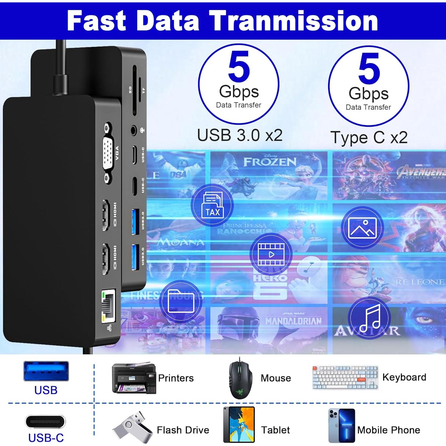 Estación de Acoplamiento Microsoft Surface Dock 12-en-1 HDMI VGA