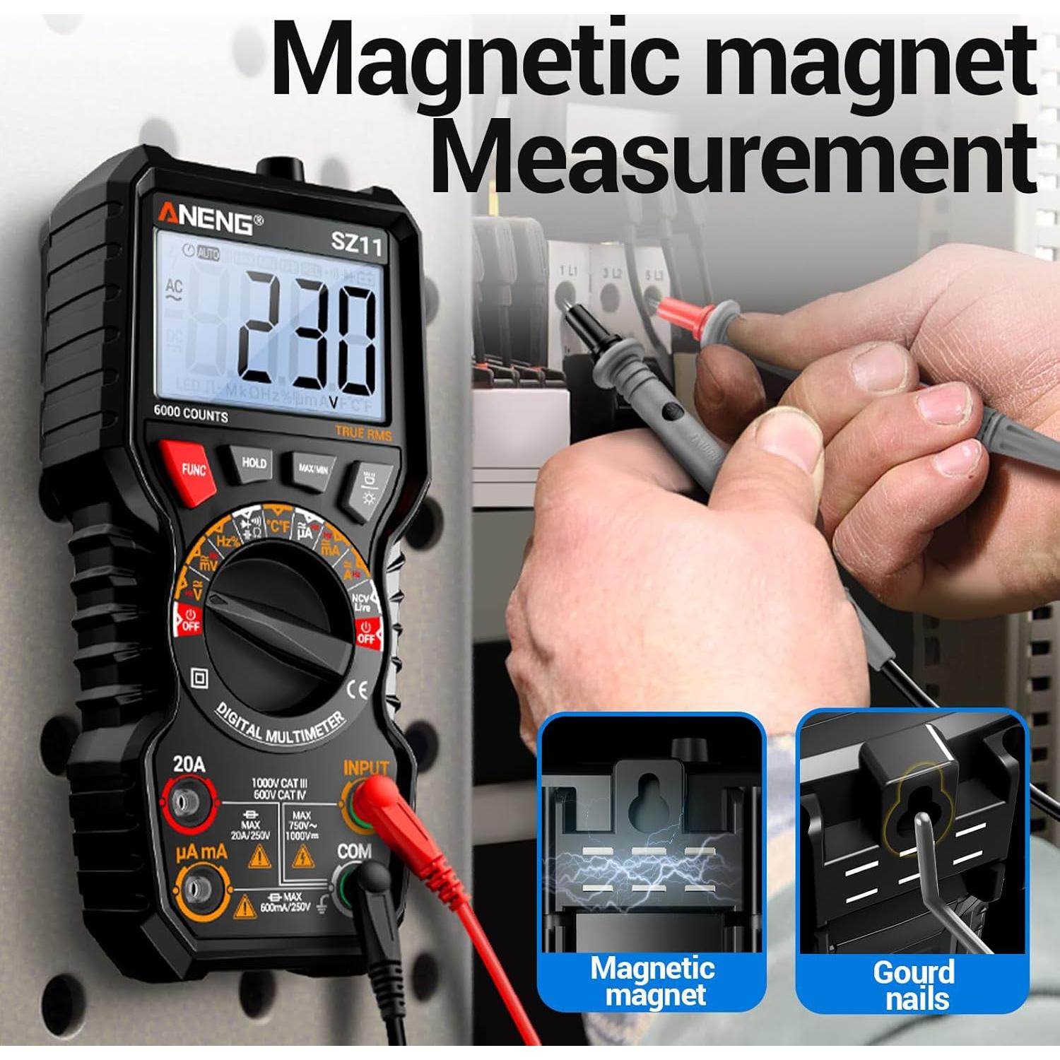 Multímetro Digital ANENG 6000 Cuentas TRMS con Imán