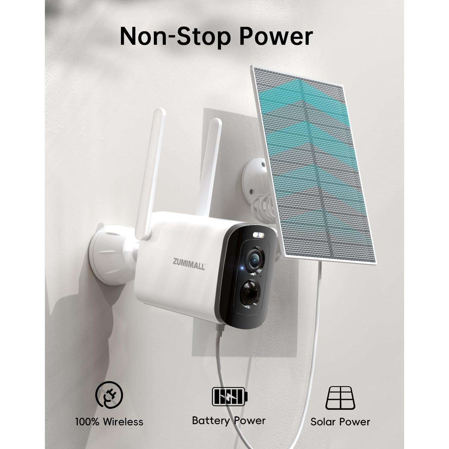 Cámaras de Seguridad Solar Inalámbricas ZUMIMALL 2K - 2 Paquetes