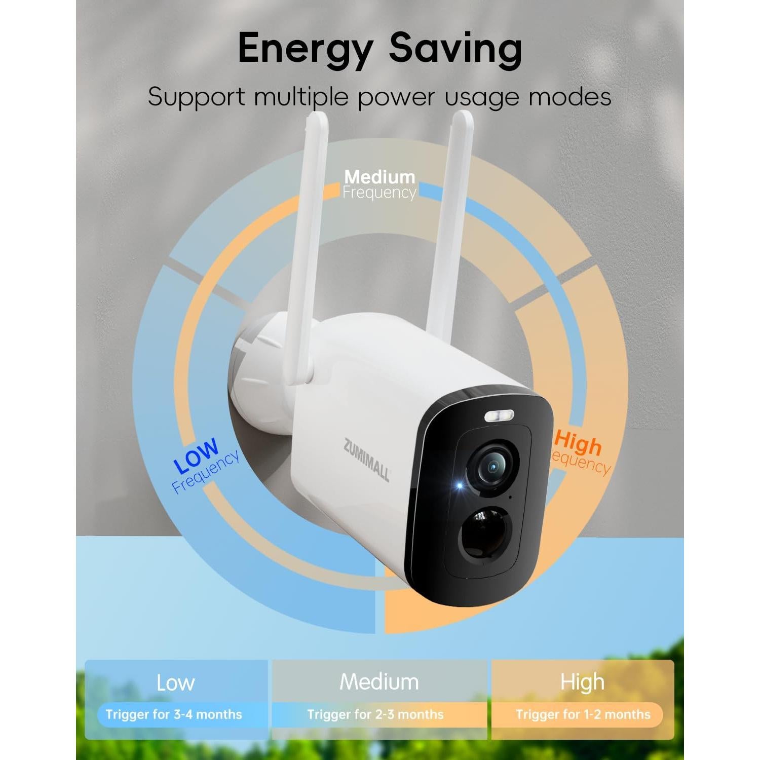 Cámaras de Seguridad Solar Inalámbricas ZUMIMALL 2K - 2 Paquetes