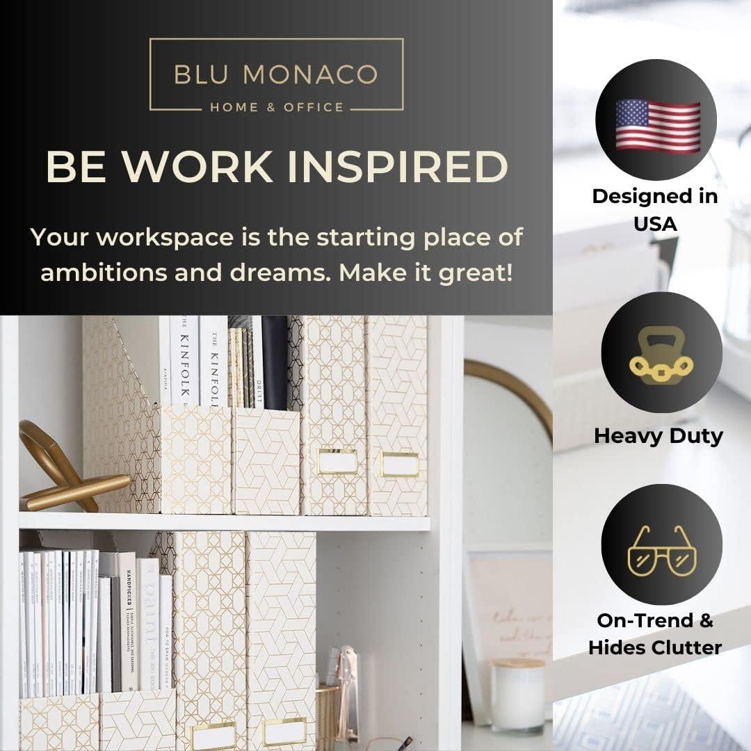 Cajas de Almacenamiento Plegables Blu Monaco - Set de 4 Revistas Crema Dorado