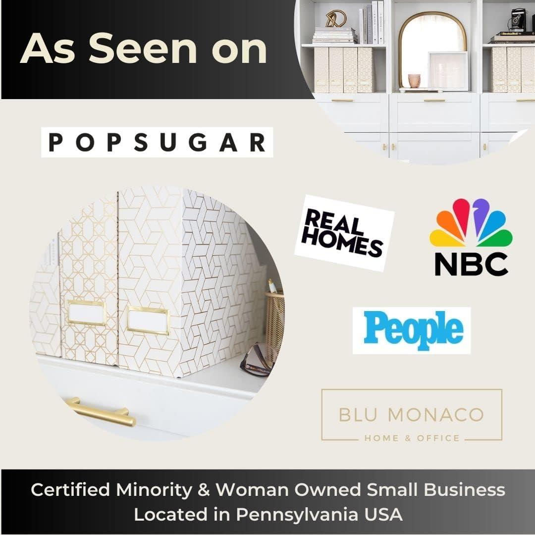 Cajas de Almacenamiento Plegables Blu Monaco - Set de 4 Revistas Crema Dorado