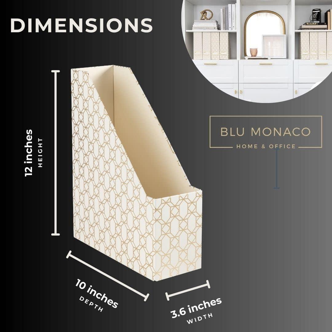 Cajas de Almacenamiento Plegables Blu Monaco - Set de 4 Revistas Crema Dorado
