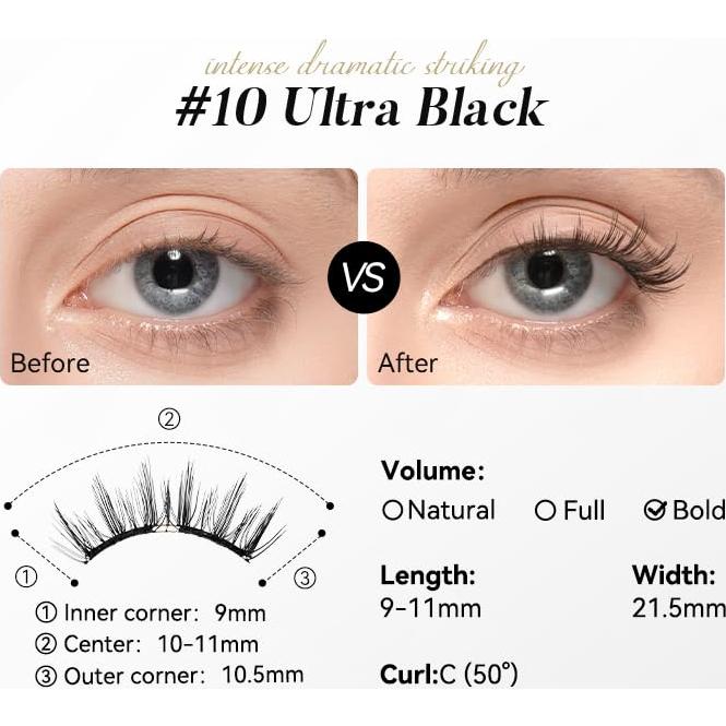 Kit de Pestañas Magnéticas WOSADO No.10 Negro Ultra Reutilizables