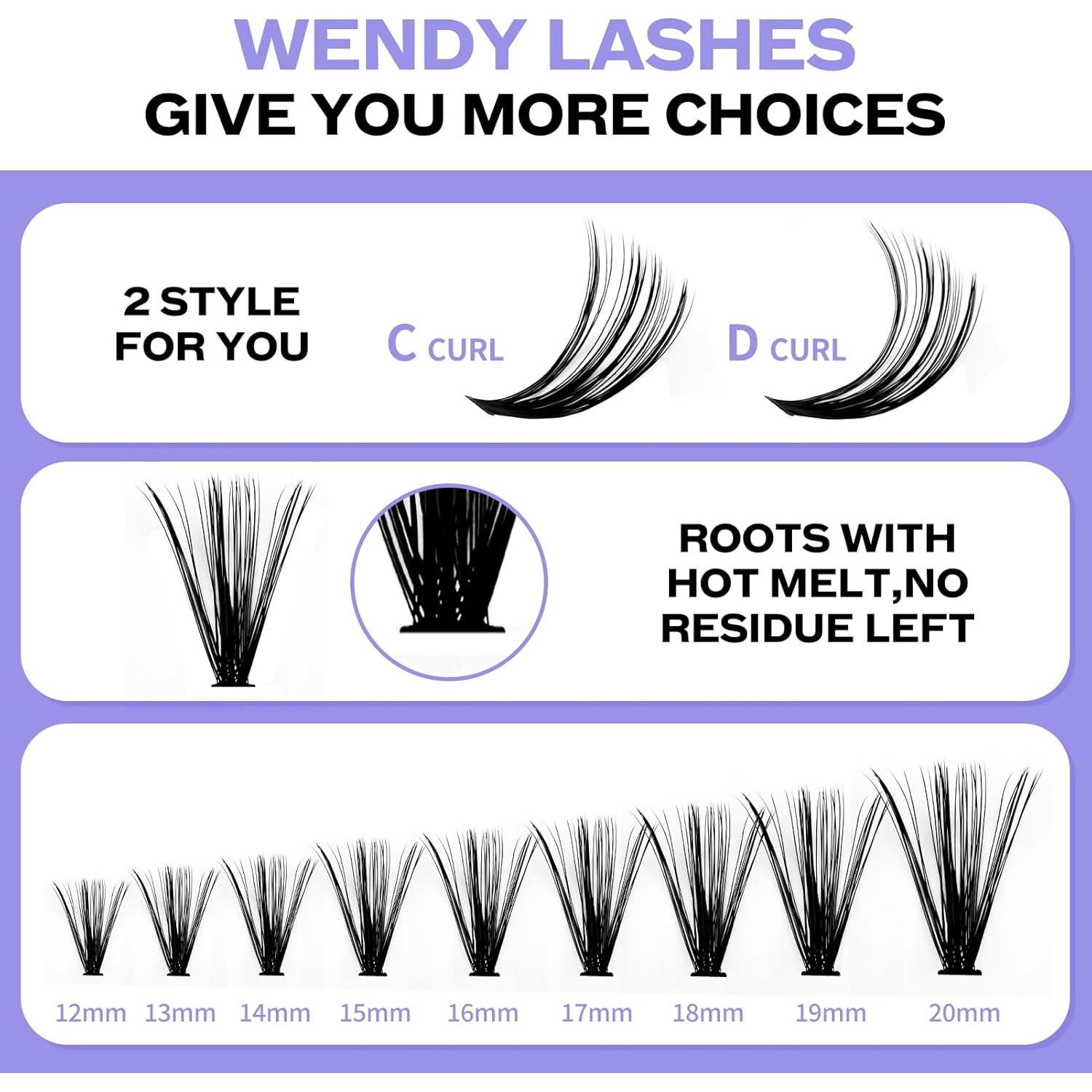 Kit de Extensiones de Pestañas WENDY LASHES 240 Piezas