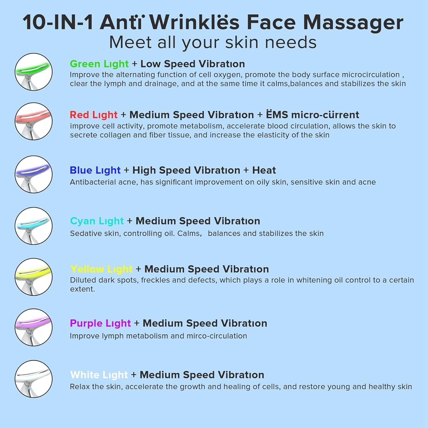 Masajeador Facial y de Cuello IOBTY con Luz LED y Calor