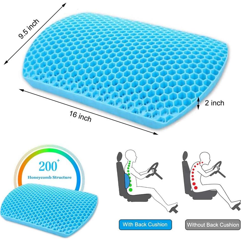 Cojín Lumbar de Gel Helishy - Soporte Espalda Transpirable 40x24cm