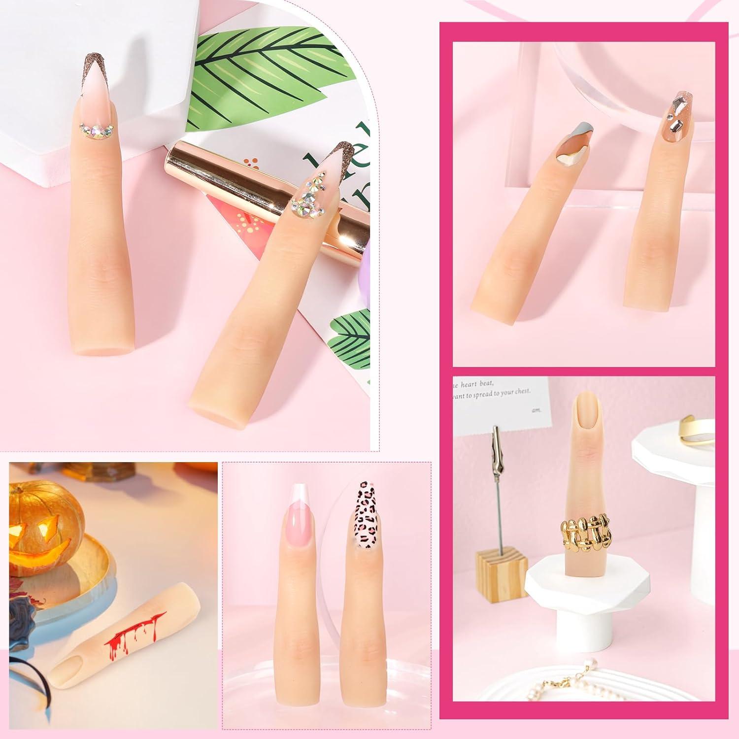 Dedos de práctica de silicona Yokilly para uñas acrílicas - 1-2 piezas