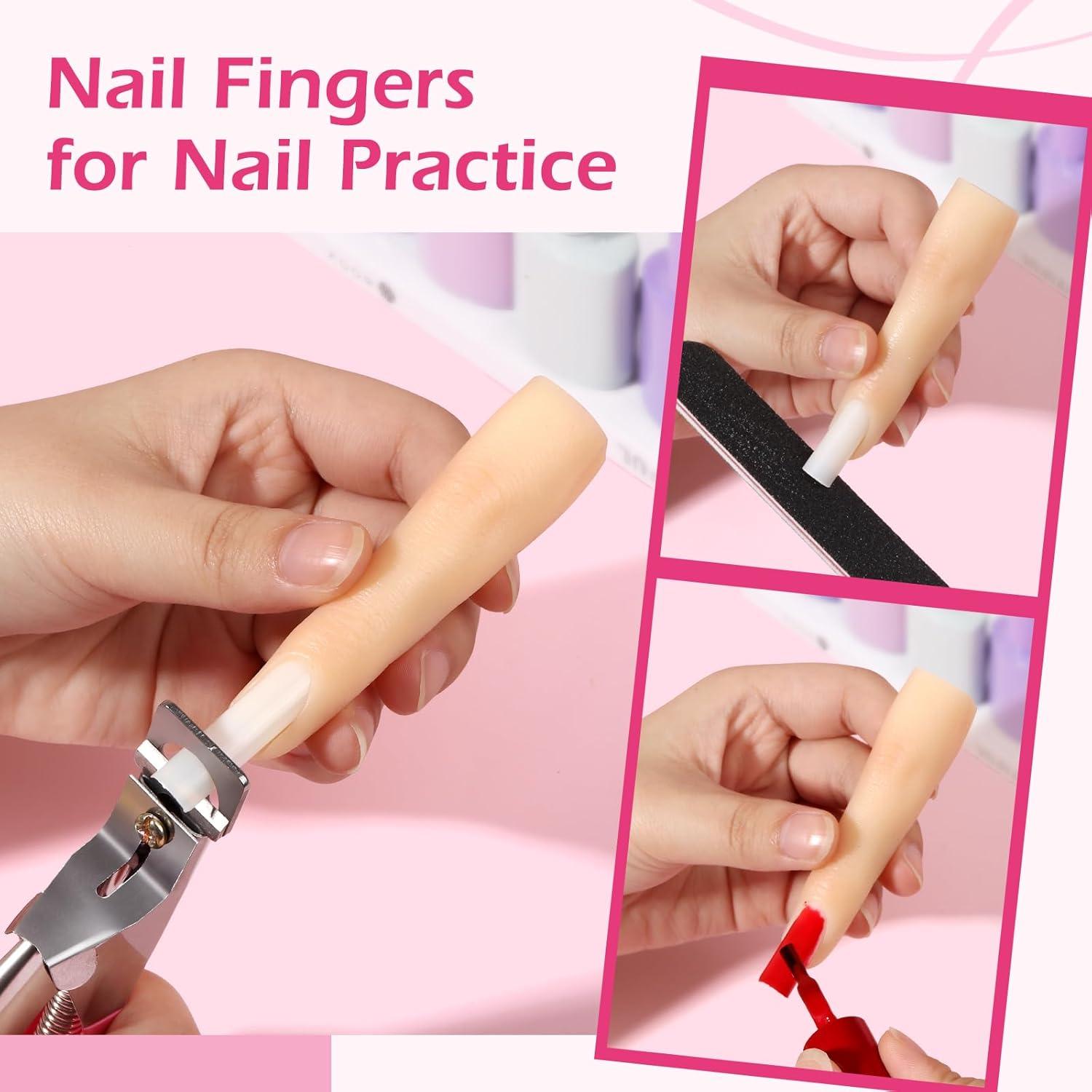 Dedos de práctica de silicona Yokilly para uñas acrílicas - 1-2 piezas