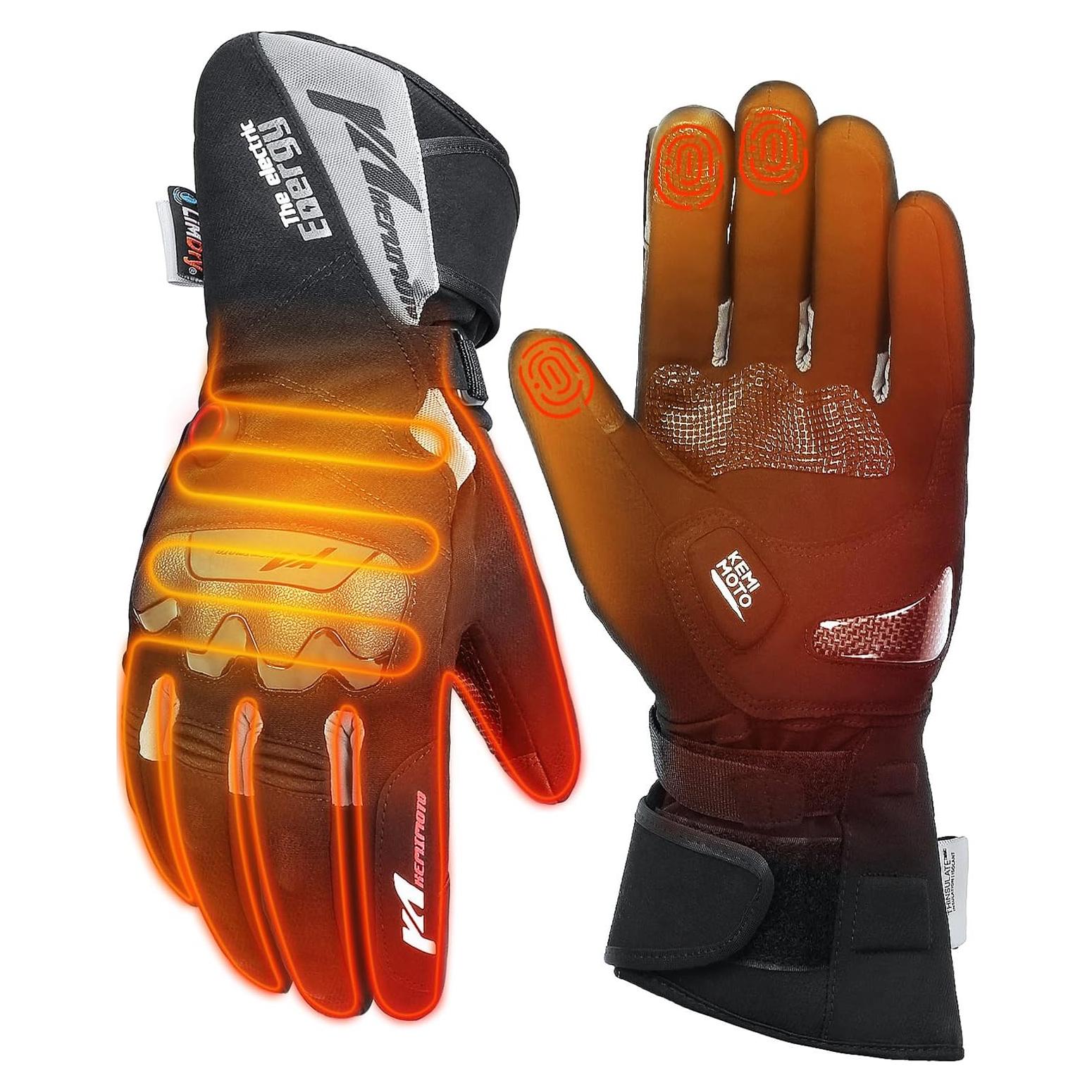 Guantes de Motocicleta Calentados KEMIMOTO 2024, Impermeables, Táctiles