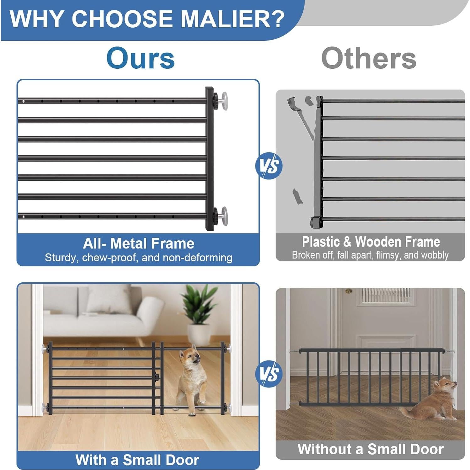 Puerta para Perros Malier 25 cm Alta 66-104 cm Ancha Metal