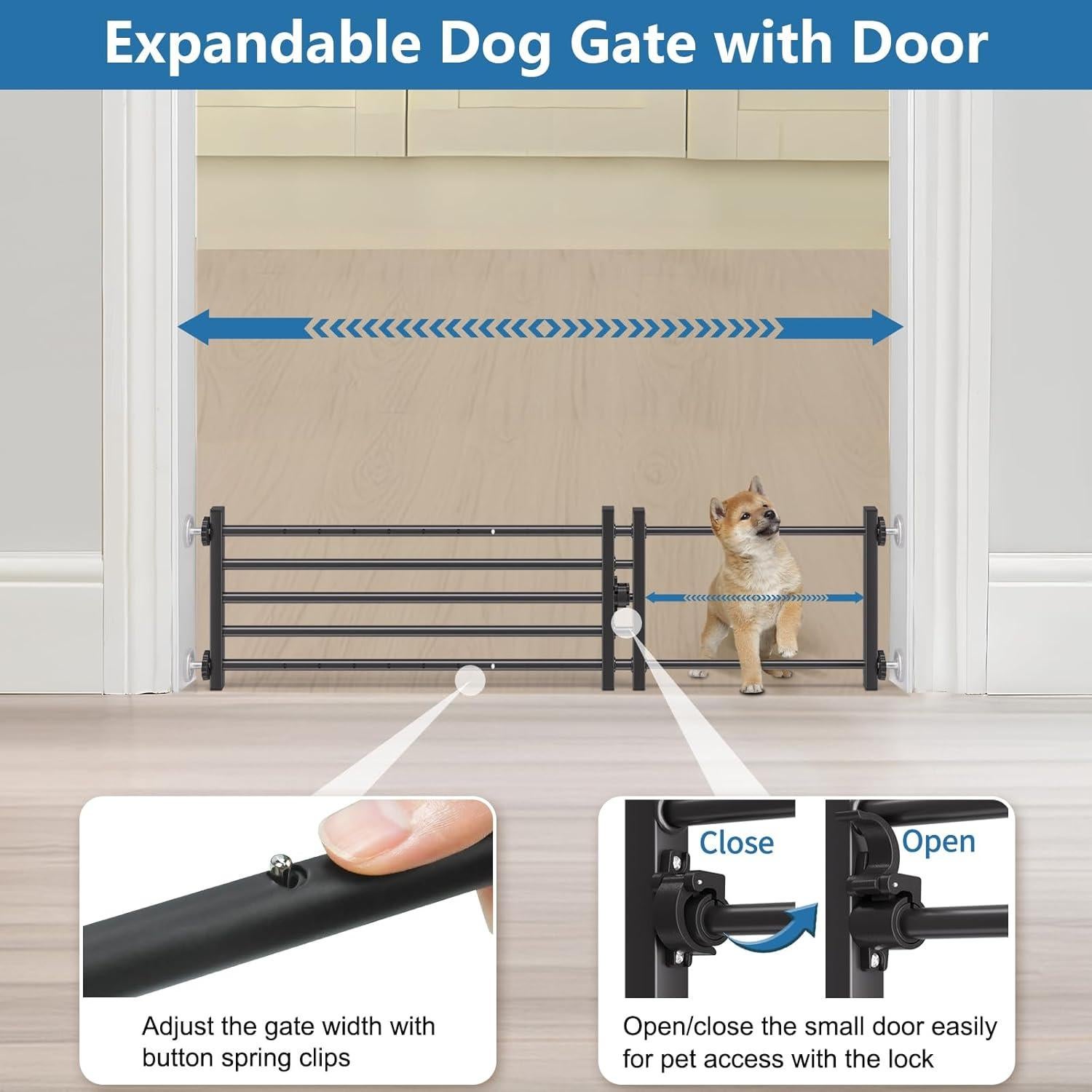 Puerta para Perros Malier 25 cm Alta 66-104 cm Ancha Metal
