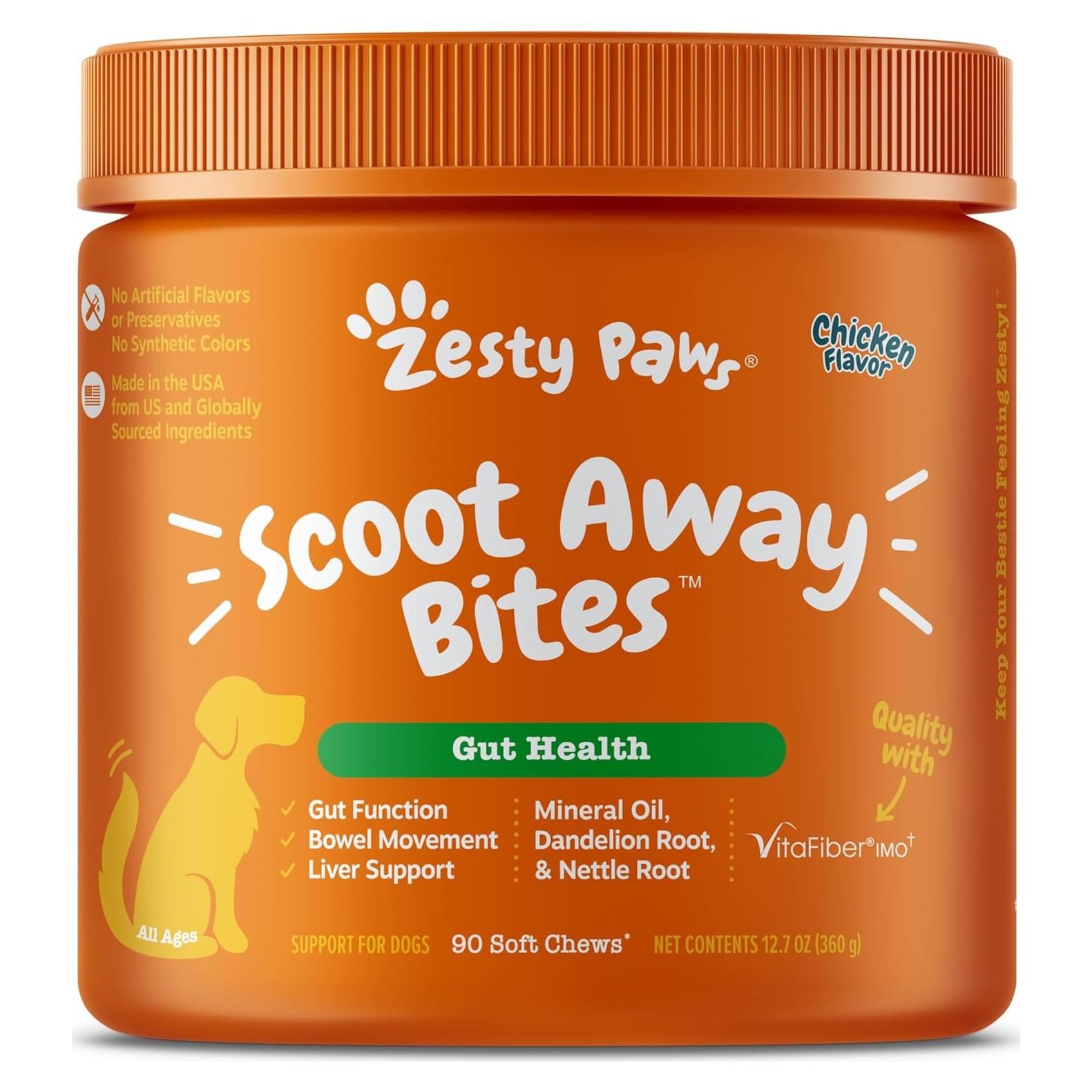 Bocados Scoot Away Zesty Paws para Perros - 90 Chews Digestivos