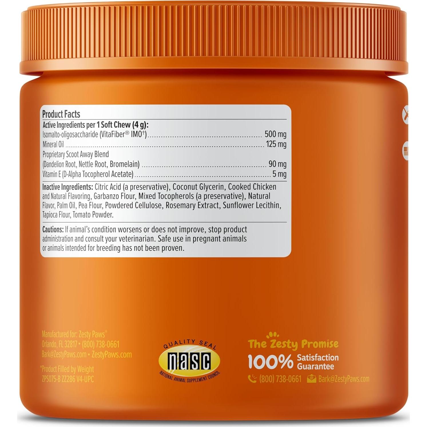 Bocados Scoot Away Zesty Paws para Perros - 90 Chews Digestivos