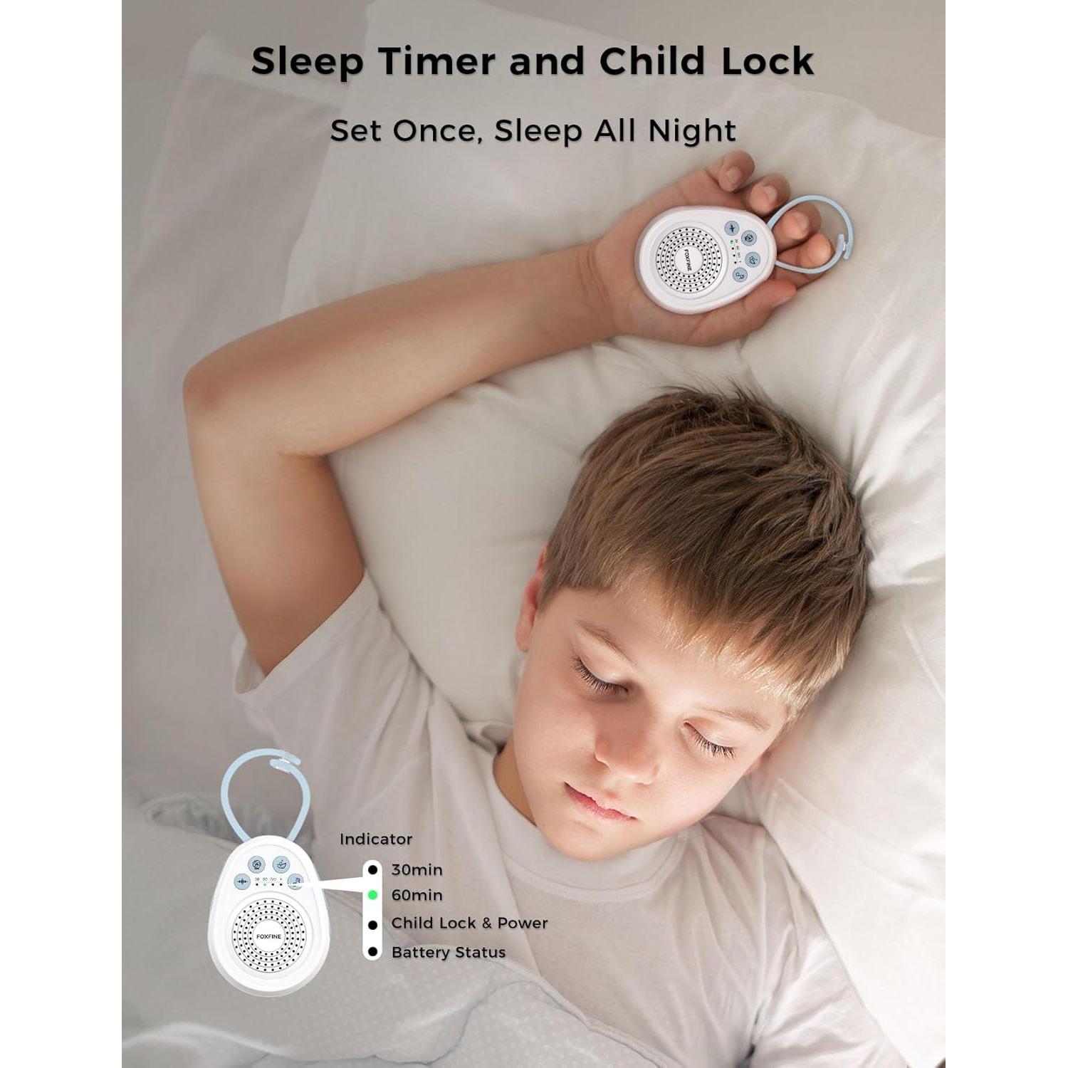 Máquina de Ruido Blanco FOXFINE Mini Azul - 30 Sonidos, 32 Niveles de Volumen