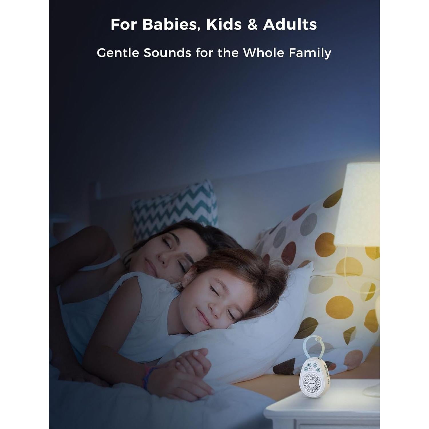 Máquina de Ruido Blanco FOXFINE Mini Azul - 30 Sonidos, 32 Niveles de Volumen