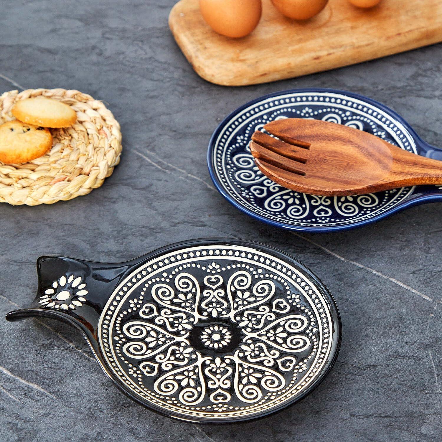 Soporte para Cucharas de Cerámica Delpnana Negro 14.5 cm