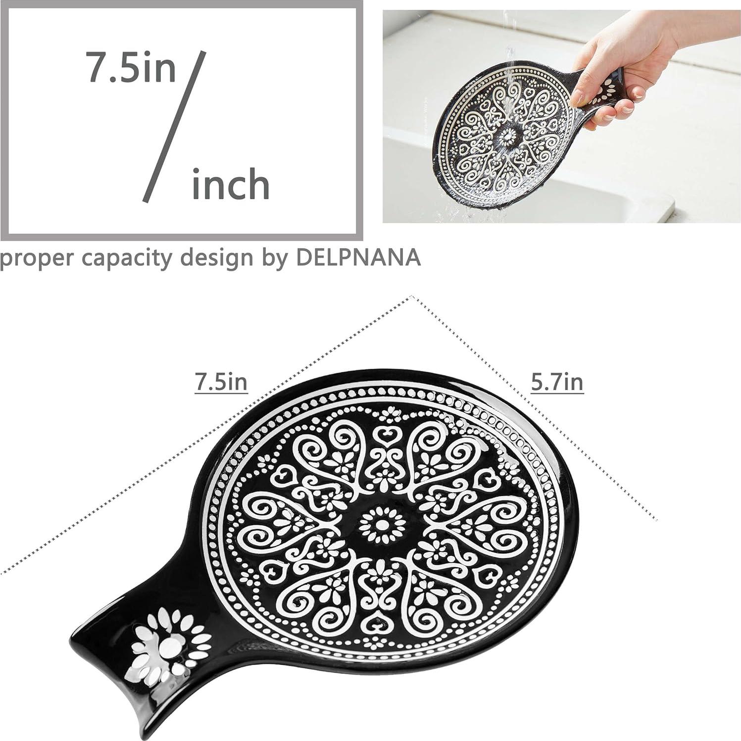 Soporte para Cucharas de Cerámica Delpnana Negro 14.5 cm