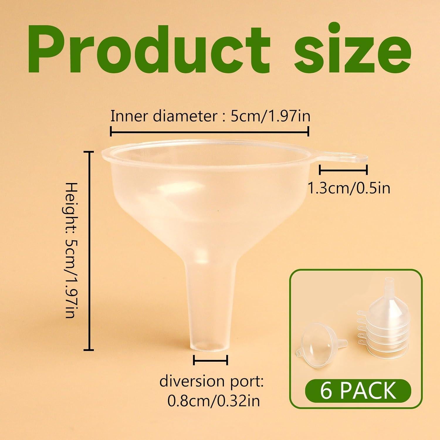 Paquete de 6 Mini Embudos de Polietileno SBYURE 8mm