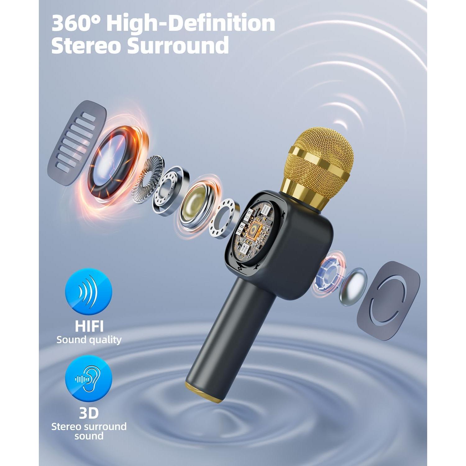 Micrófono Karaoke Bluetooth Qnxoatr X7 para Niños - 5 Modos de Voz