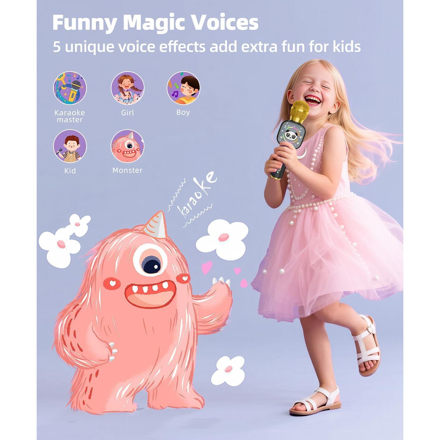 Micrófono Karaoke Bluetooth Qnxoatr X7 para Niños - 5 Modos de Voz