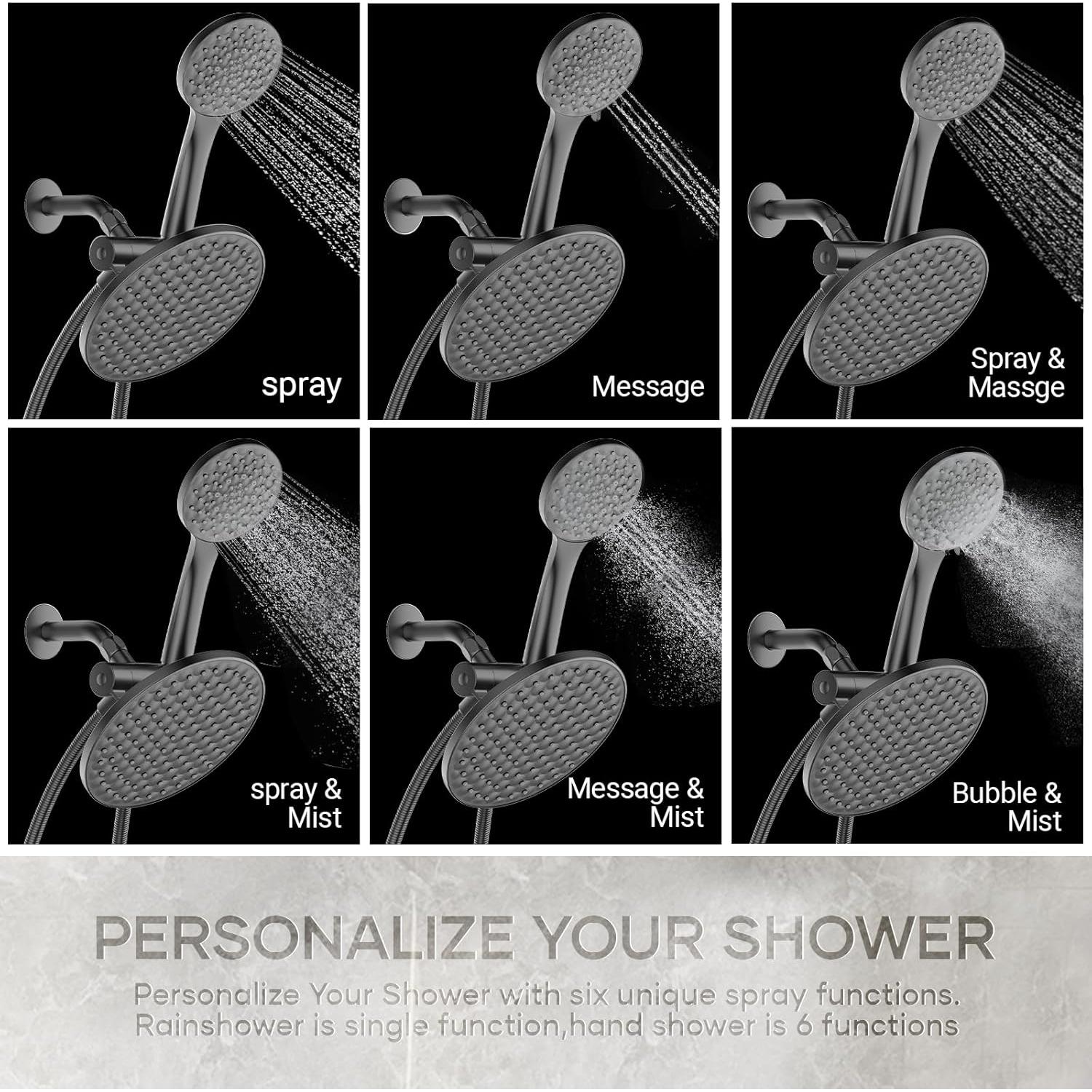 Cabeza de Ducha Doble UltrTxenova 8.6" Lluvia y Mano 6 Modos