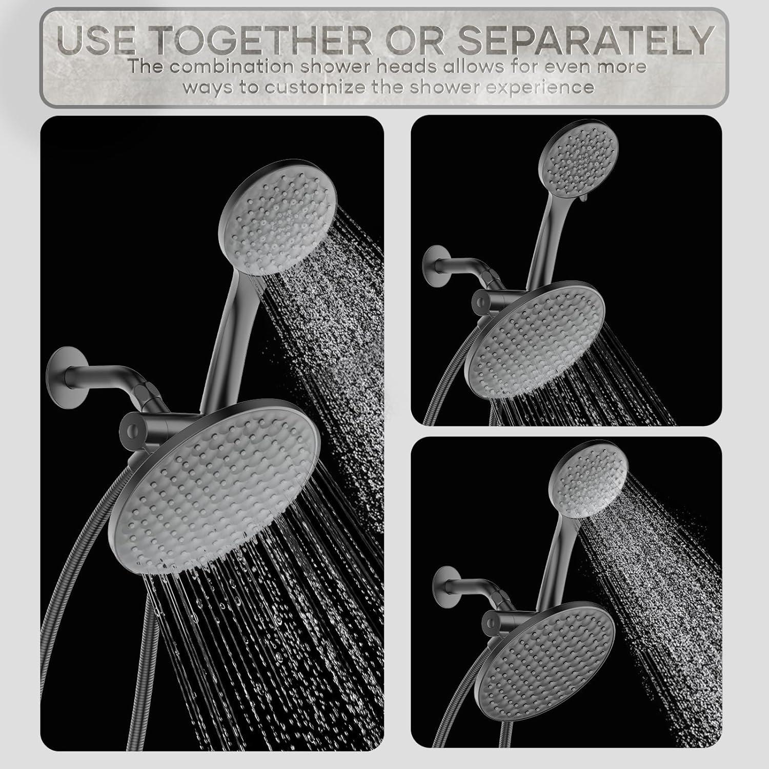 Cabeza de Ducha Doble UltrTxenova 8.6" Lluvia y Mano 6 Modos