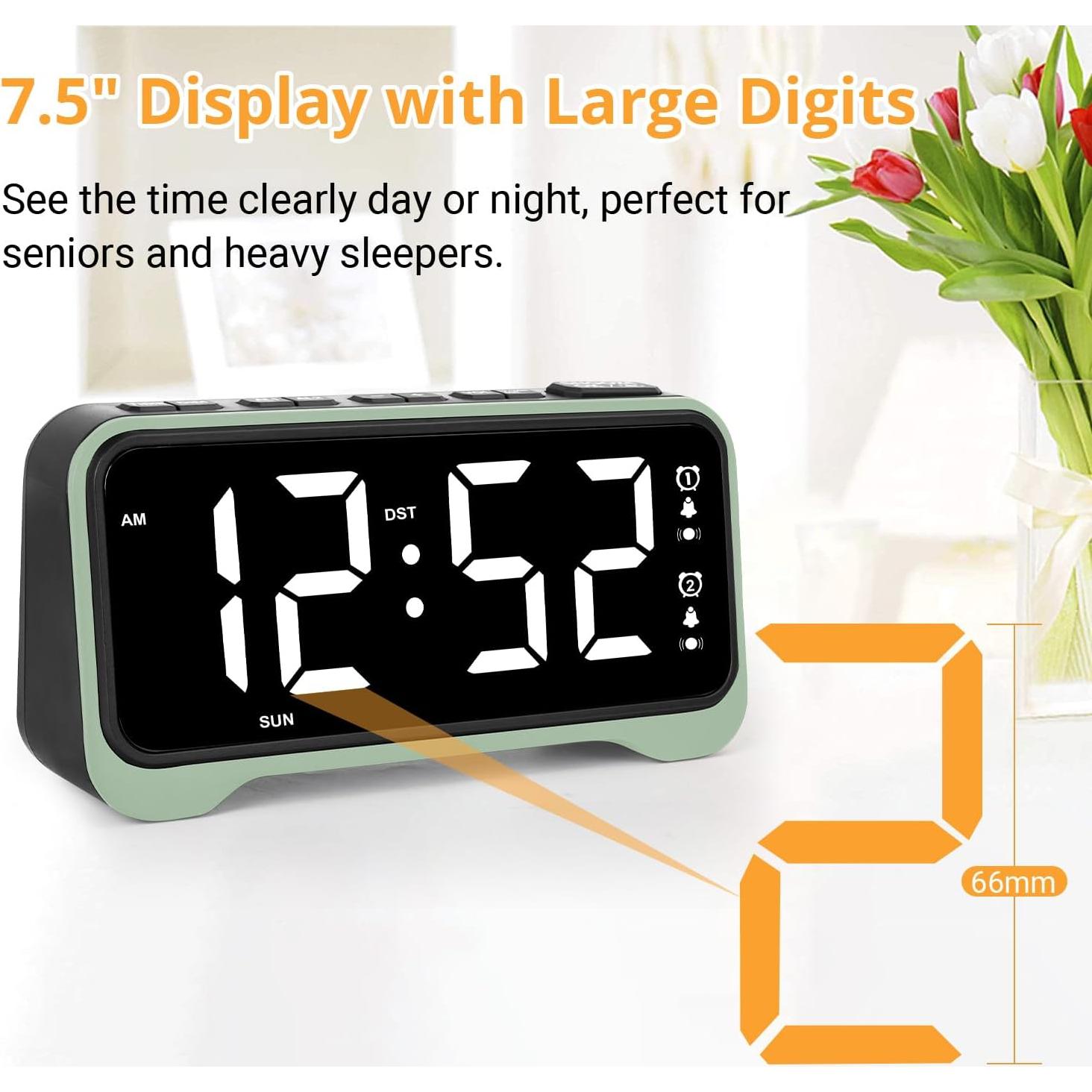 Reloj Despertador Vibrante ROCAM 7.5" Digital Verde