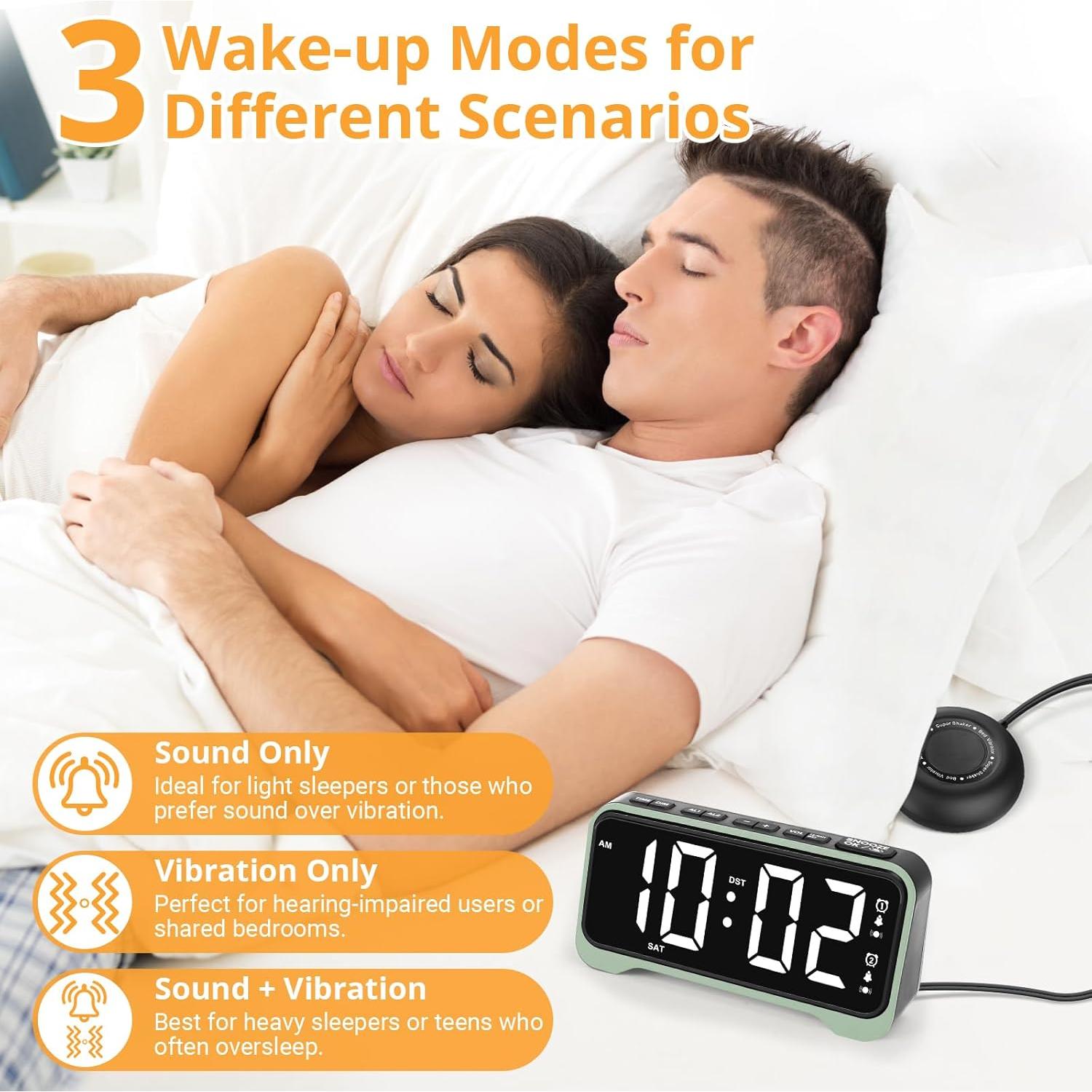 Reloj Despertador Vibrante ROCAM 7.5" Digital Verde