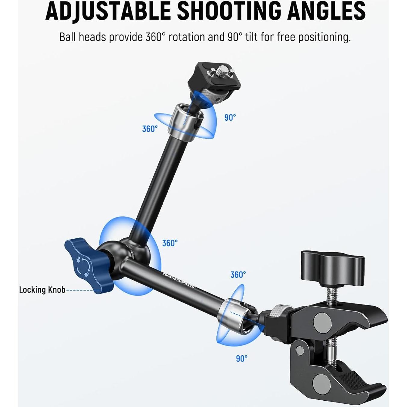 Neewer Brazo Mágico Articulado 28cm con Super Clamp