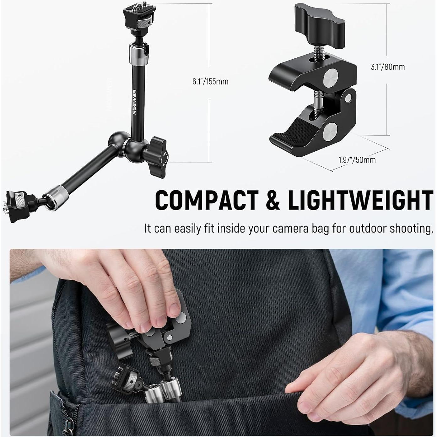 Neewer Brazo Mágico Articulado 28cm con Super Clamp