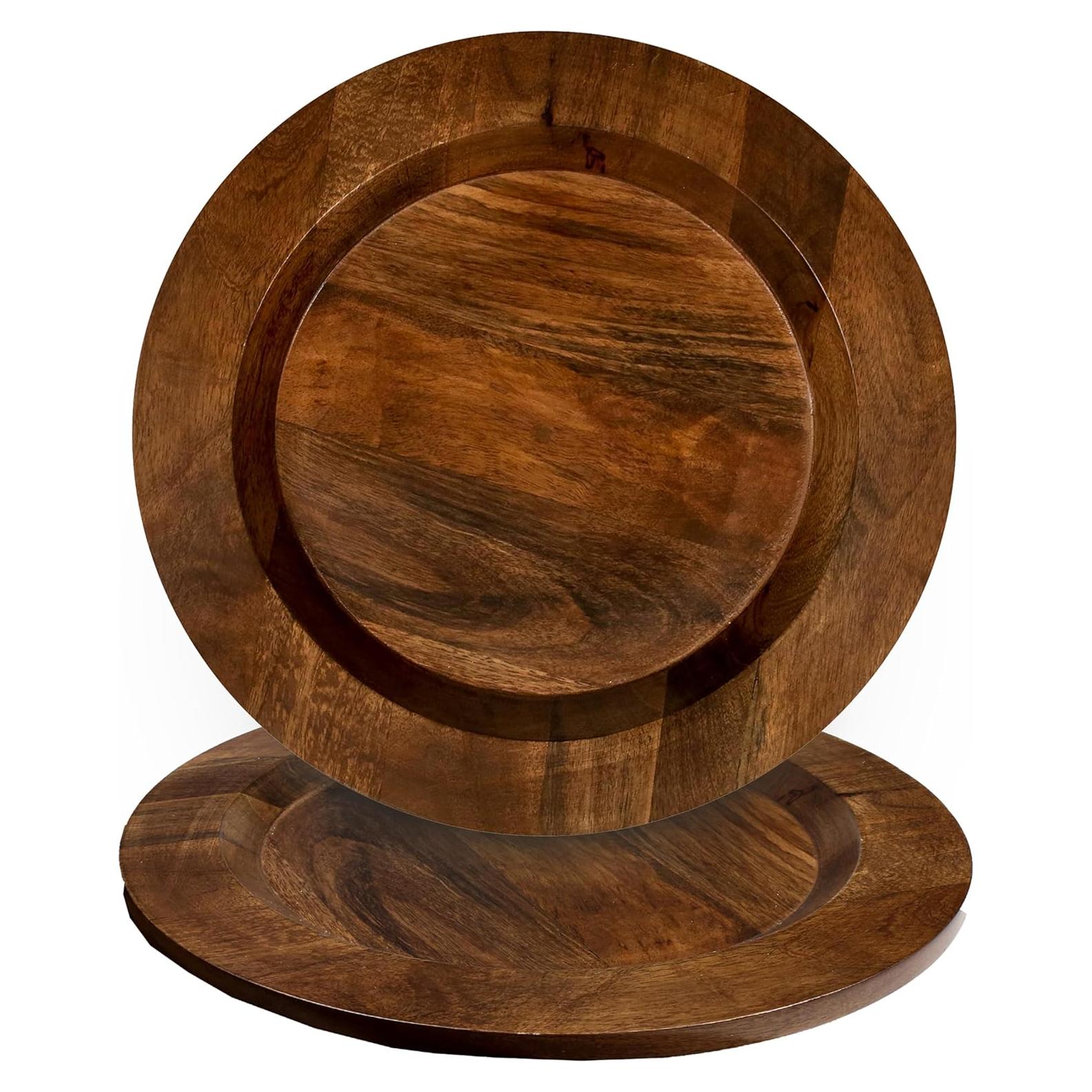 Juego de 2 Platos Cargadores de Madera CLEENTABLE 33 cm Nuez