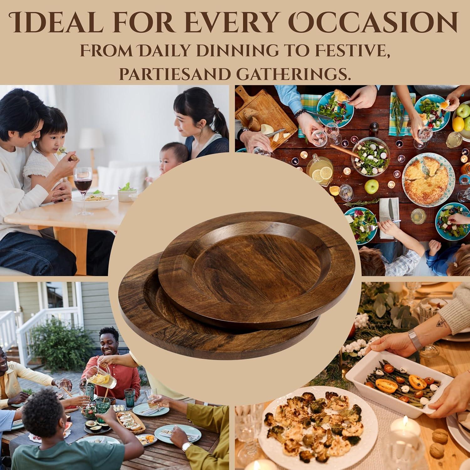 Juego de 2 Platos Cargadores de Madera CLEENTABLE 33 cm Nuez