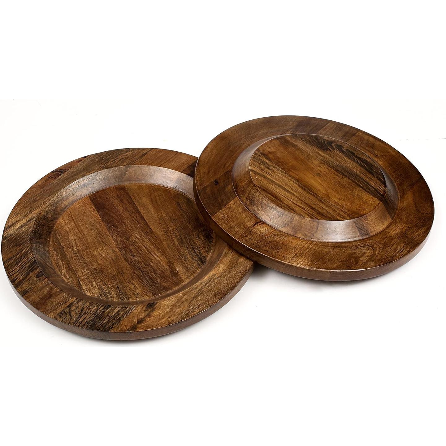 Juego de 2 Platos Cargadores de Madera CLEENTABLE 33 cm Nuez