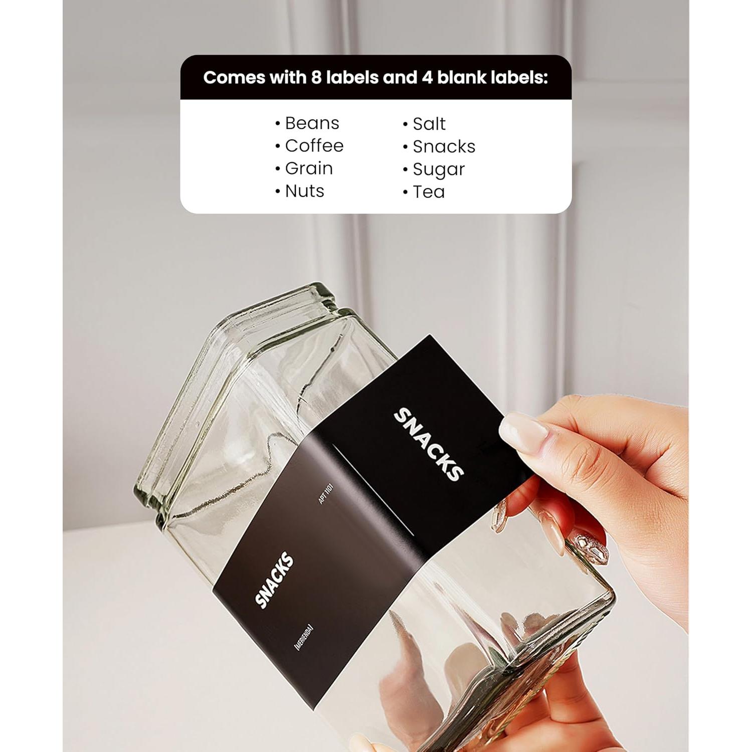 Set de 6 Tarros de Almacenamiento de Vidrio 0.8L con Tapa de Bambú