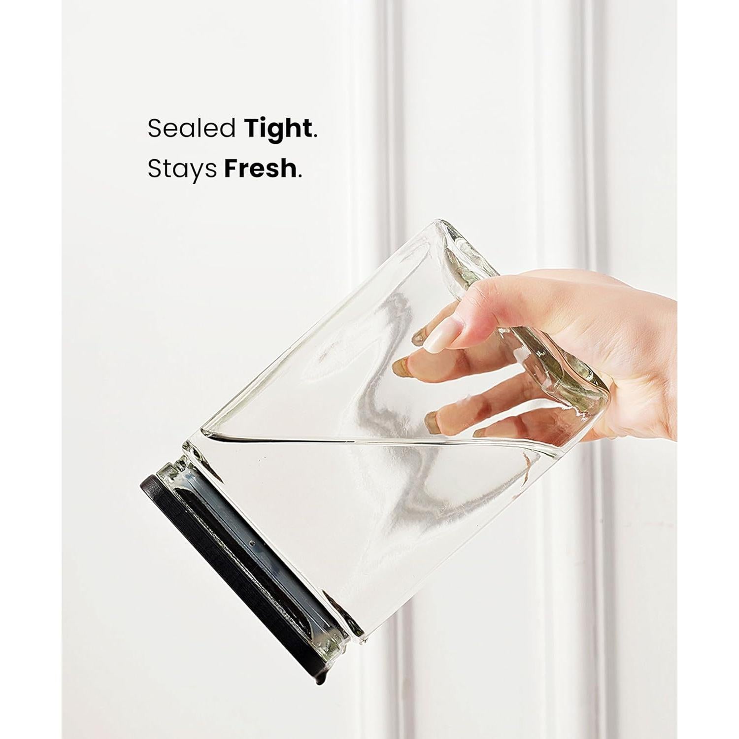 Set de 6 Tarros de Almacenamiento de Vidrio 0.8L con Tapa de Bambú