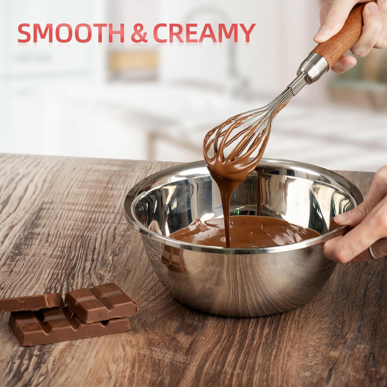 Batidor de Globo FDEYIQ Acero Inoxidable Mango Madera 27.94 cm