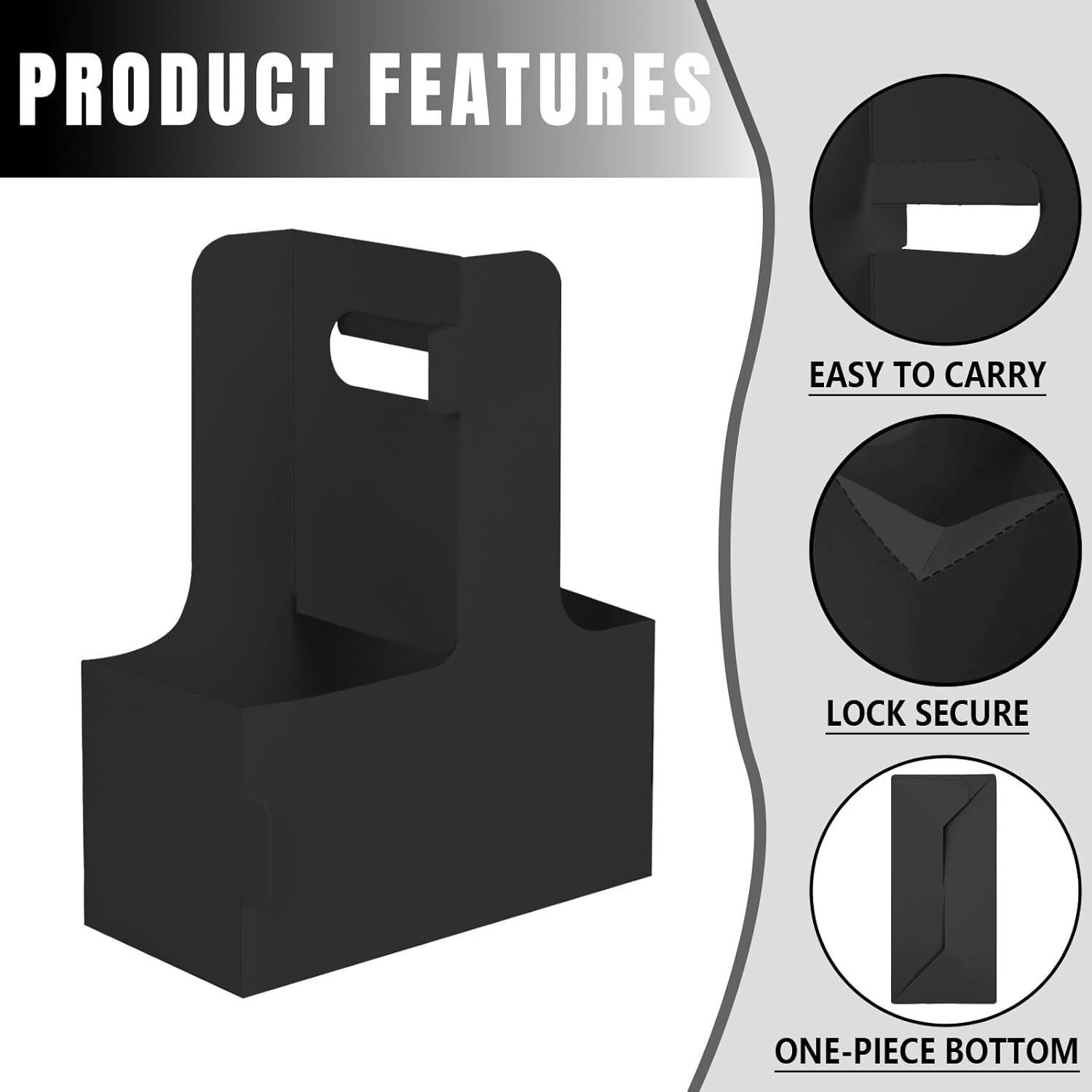 50 Soportes Desechables para Bebidas OUGEBOX con Asa 17.5x22.1cm