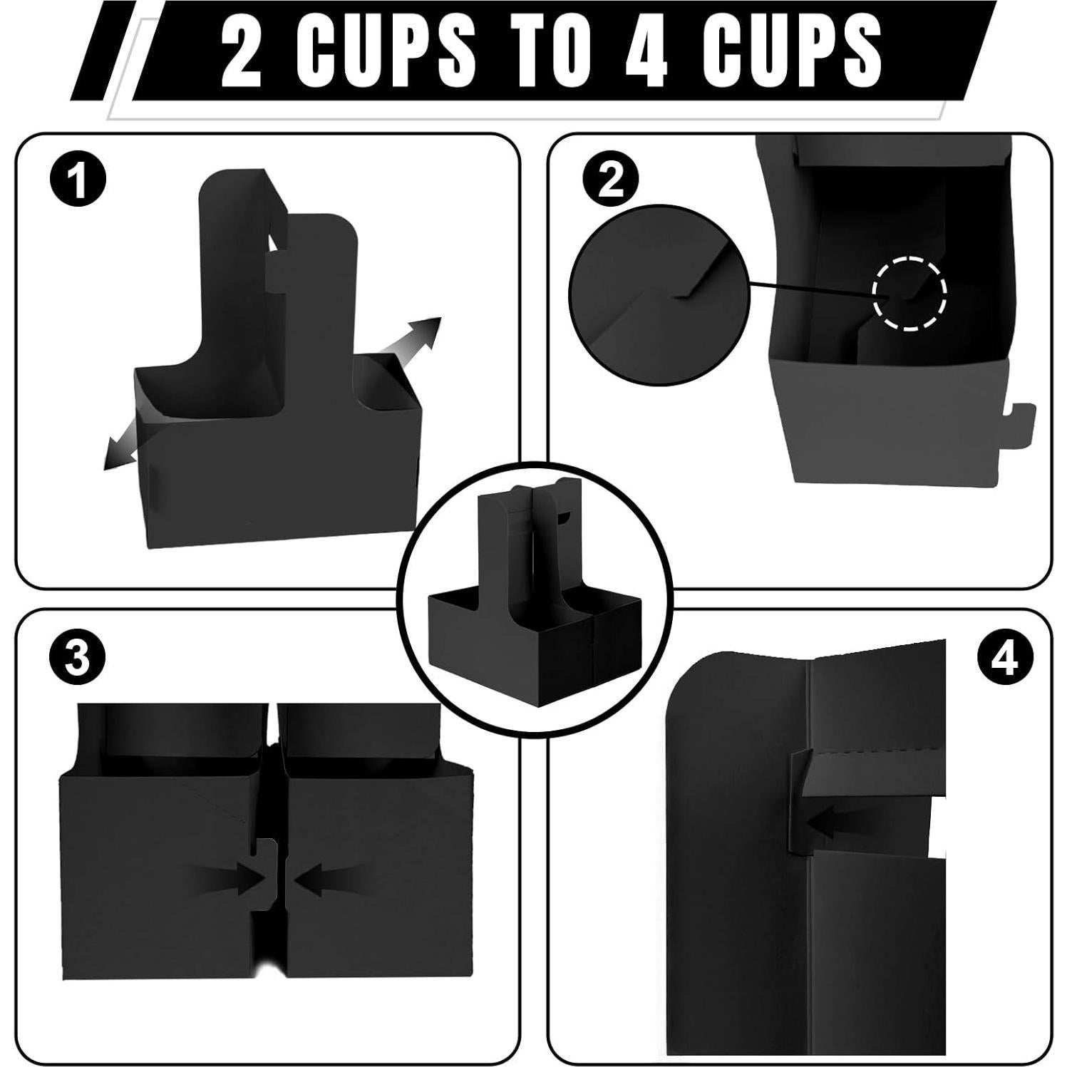 50 Soportes Desechables para Bebidas OUGEBOX con Asa 17.5x22.1cm