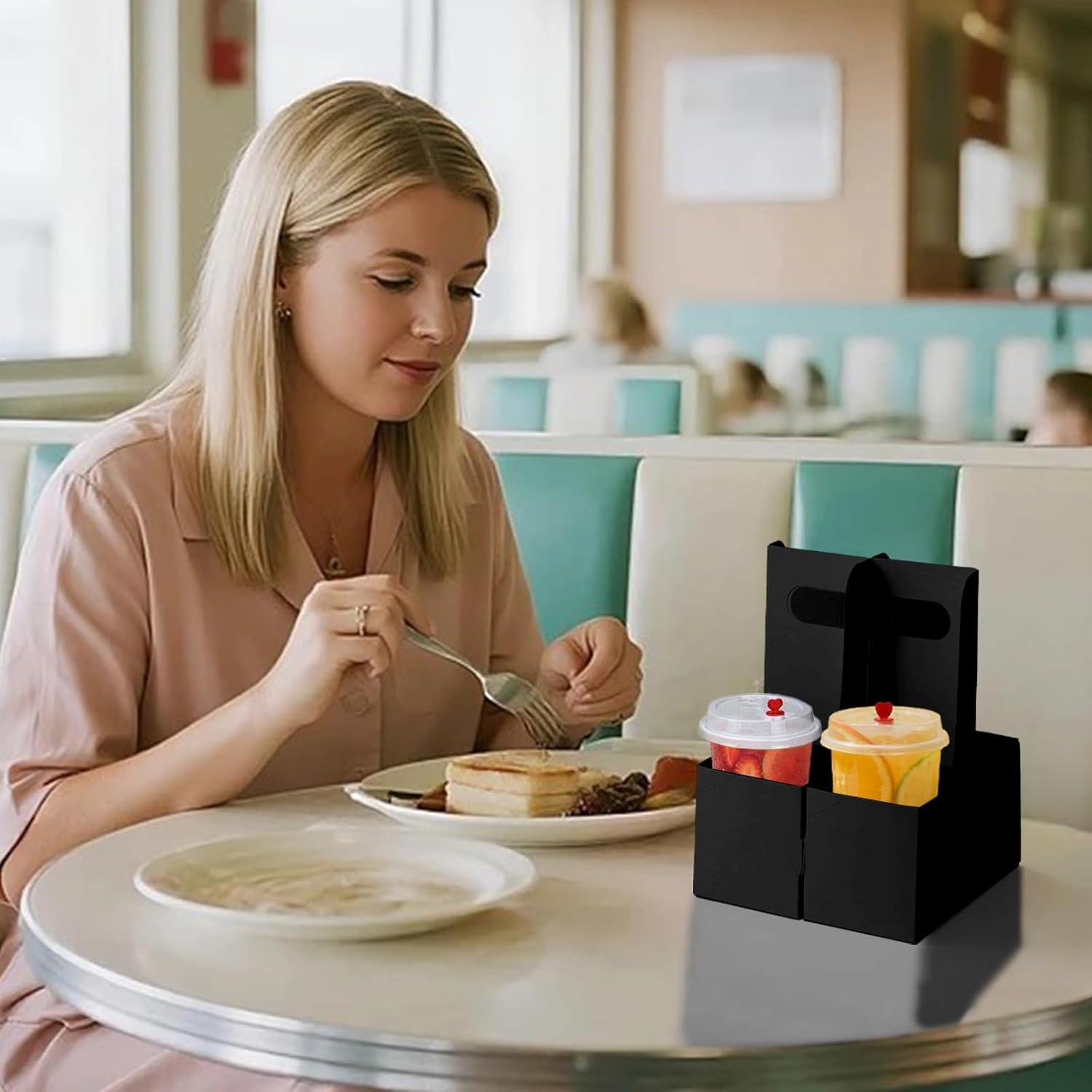 50 Soportes Desechables para Bebidas OUGEBOX con Asa 17.5x22.1cm