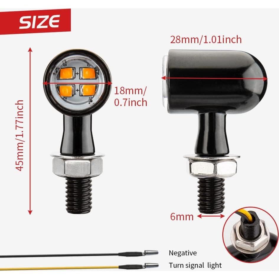 Mini Intermitentes LED HAZAWA para Motocicleta Ámbar 6x4cm