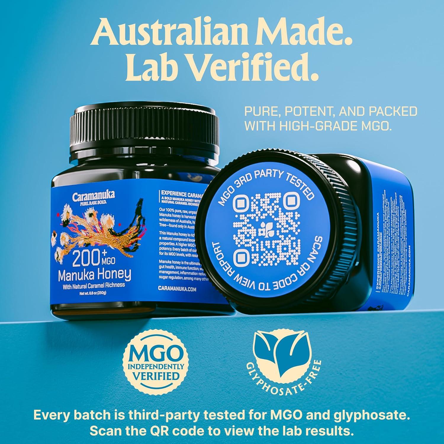 Miel de Manuka Cruda Caramanuka MGO 200+ 250g - Sin Filtrar