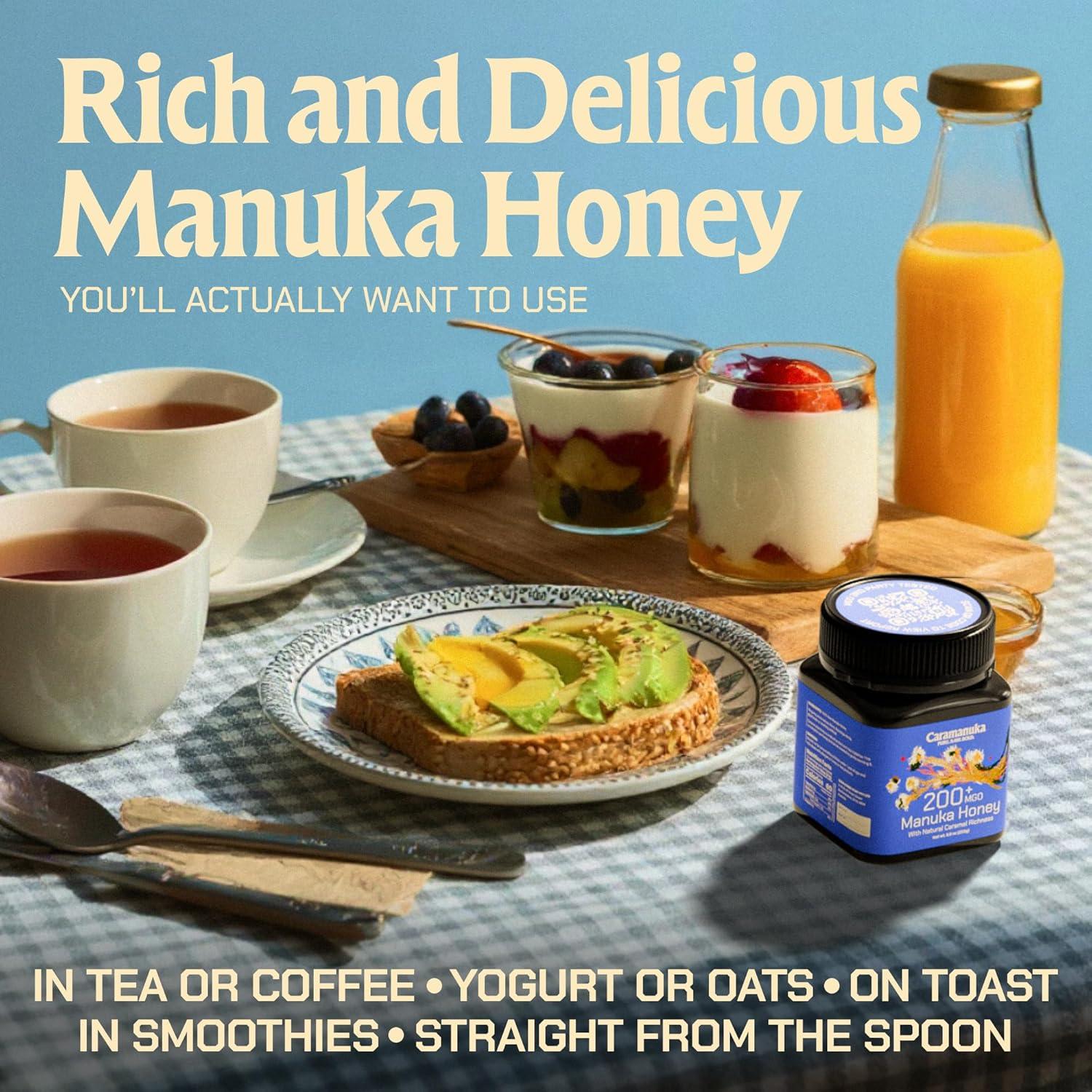 Miel de Manuka Cruda Caramanuka MGO 200+ 250g - Sin Filtrar