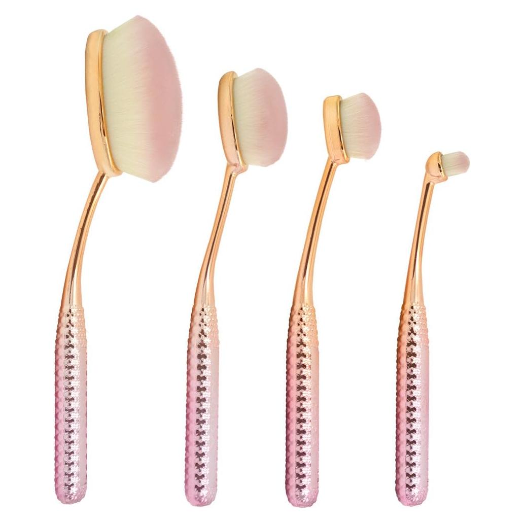 Kit de Pinceles de Maquillaje Facial Moda Rosé 4 Piezas Veganos